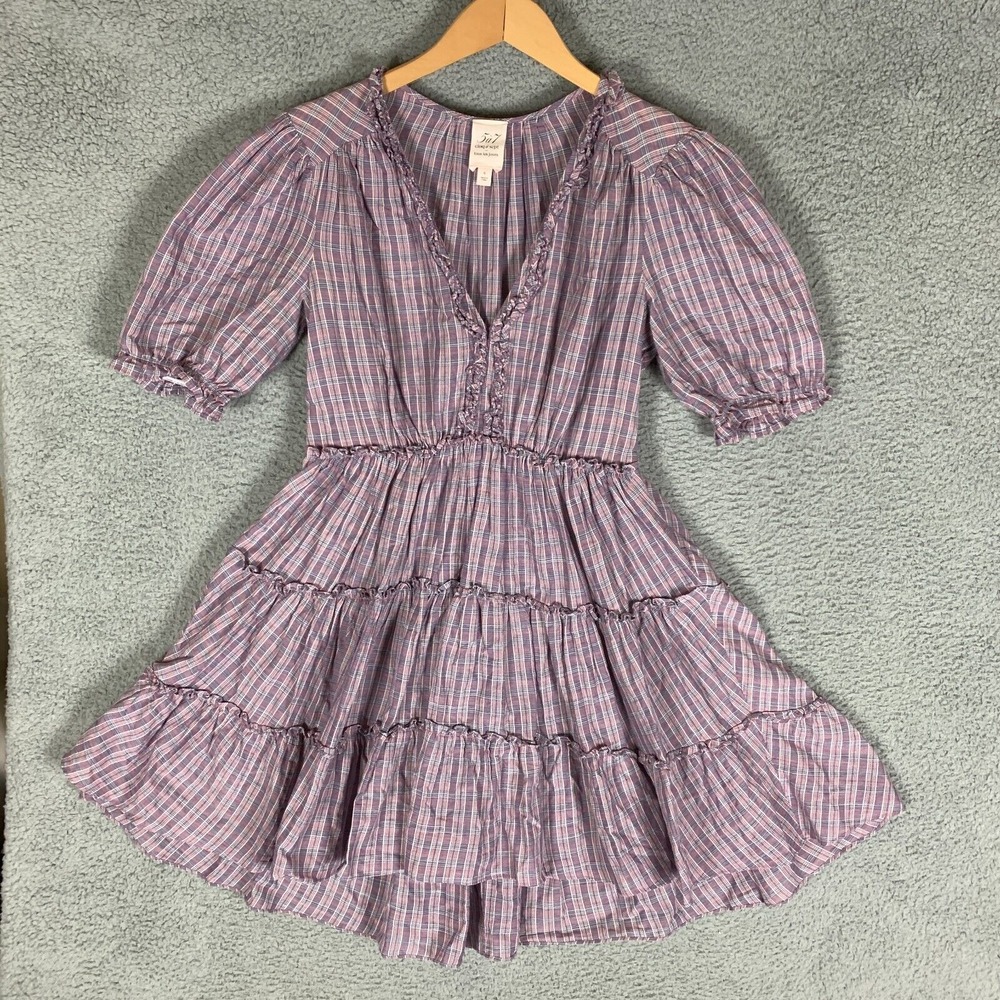 cinq a sept Purple Plaid Mini Dress